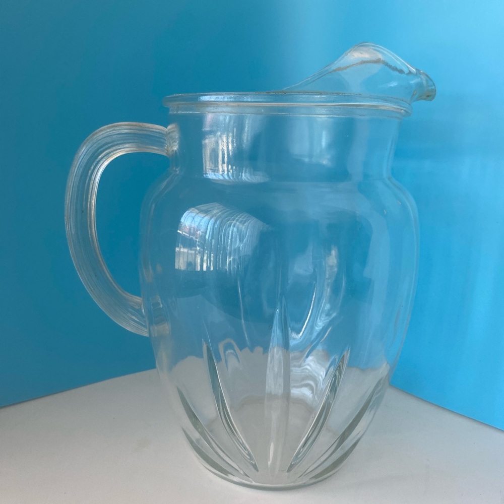 Vintage Federal Star Clear Ice Lip Glass Pitcher